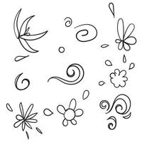 hand getrokken doodle bloem element collectie illustratie vector