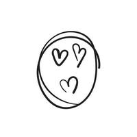 doodle hart liefde symbool in de cirkel illustratie hand getrokken stijl vector geïsoleerd