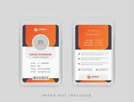 schoon professioneel kantoor-ID-kaartontwerp met oranje kleur vector