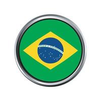 braziliaanse vlag met zilveren cirkel chromen frame schuine kant vector