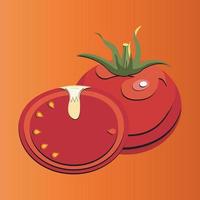 cartoon tomaten in moderne geometrische 3D-papier gesneden stijl geïsoleerd op kleurrijke achtergrond, minimalistische concept abstracte ontwerp illustratie vector