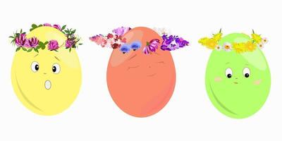 drie kleurrijke eieren voor de krans vector