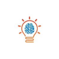 slim idee logo ontwerp met hersenen symbool licht lamp ontwerp vector