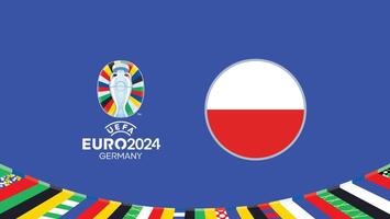 euro 2024 Duitsland Polen vlag teams ontwerp met officieel symbool logo abstract landen Europese Amerikaans voetbal illustratie vector