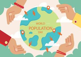 biologisch vlak wereld bevolking dag bewustzijn vector