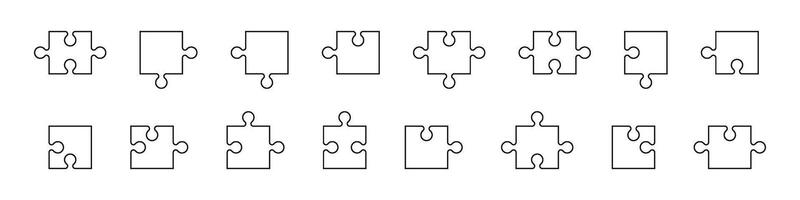 decoupeerzaag puzzel stuk sjabloon met schets, blanco patroon Aan wit achtergrond. vlak illustratie geïsoleerd vector