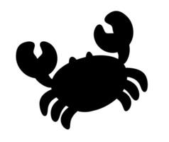 zwart silhouet krab zee dier tekenfilm illustratie vector