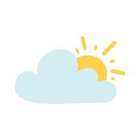 zonnig wolk icoon met zon in vlak clip art illustratie vector