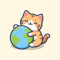 schattig illustratie van katten en aarde vector