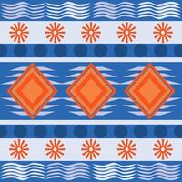 blauw en oranje textiel kleding stof patroon meetkundig naadloos. gemakkelijk grafisch ontwerp vector