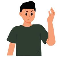 een portret van boos Mens met hand- gebaren illustratie vector