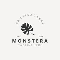 monstera deliciosa blad natuur logo ontwerp, vlak fabriek icoon ontwerp illustratie sjabloon vector