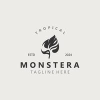 monstera deliciosa blad natuur logo ontwerp, vlak fabriek icoon ontwerp illustratie sjabloon vector