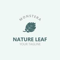 monstera deliciosa blad natuur logo ontwerp, vlak fabriek icoon ontwerp illustratie sjabloon vector