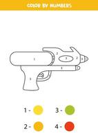 kleur tekenfilm water geweer door nummers. werkblad voor kinderen. vector