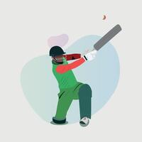 illustratie van een batsman spelen krekel Aan de veld- in een kleurrijk achtergrond vector