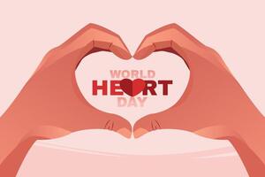wereld hart dag, jong Dames maken handenvormig harten vector