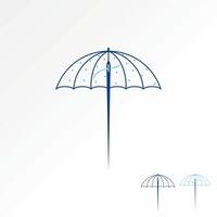 logo ontwerp grafisch creatief concept premie voorraad uniek abstract regen paraplu en naaien naald- draad. verwant weer convectie industrie vector