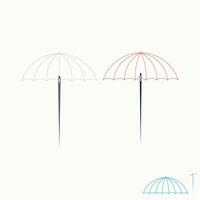 logo ontwerp grafisch creatief concept premie voorraad uniek abstract regen paraplu en naaien naald- draad. verwant weer convectie industrie vector