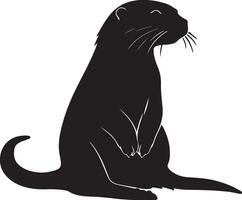Otter silhouet illustratie wit achtergrond vector