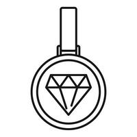 diamant loyaliteit beloning medaille icoon schets . exclusief lid vector