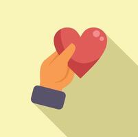 hand- geven hart icoon vlak . helpen liefde vector