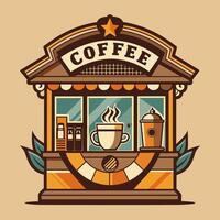 logo wijnoogst koffie winkel vlak illustratie embleem ontwerp voor uw logo gemeenschap vector