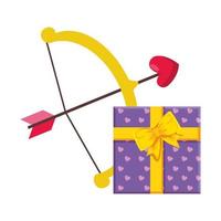 geschenkdoos met geïsoleerde boog cupido pictogram vector