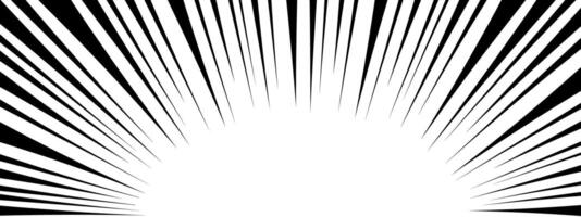 manga boek bladzijde ontwerp sjabloon. radiaal snelheid zwart lijnen Aan wit achtergrond. grappig nadruk grafisch effect van plons, boom, explosie, stroom, schreeuw, beweging, uitbarsting. vector