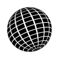 3d gebied wireframe icoon in brutalisme stijl. baan model, bolvormig vorm geven aan, rooster bal. aarde wereldbol figuur met Lengtegraad en breedtegraad, parallel en meridiaan lijnen vector