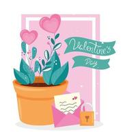 Valentijnsdag met bloemen en decoratie vector