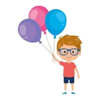 schattige kleine jongen met ballonnen helium vector