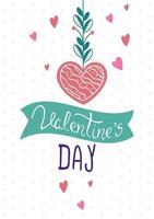Valentijnsdag kaart met hart en decoratie vector