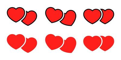 twee hart icoon reeks in vlak stijl. paar liefde concept vector