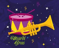 mardi gras trompet en drum vector design