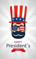 man cartoon van usa happy presidents day vector design