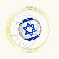 Israël scoren doel, abstract Amerikaans voetbal symbool met illustratie van Israël bal in voetbal netto. vector