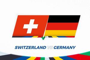 Zwitserland vs Duitsland in Amerikaans voetbal wedstrijd, groep a. versus icoon Aan Amerikaans voetbal achtergrond. vector
