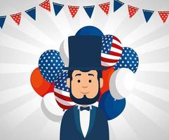 man cartoon van usa happy presidents day vector design