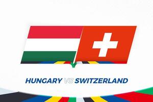 Hongarije vs Zwitserland in Amerikaans voetbal wedstrijd, groep a. versus icoon Aan Amerikaans voetbal achtergrond. vector