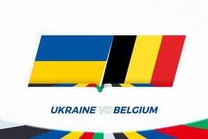 Oekraïne vs belgie in Amerikaans voetbal wedstrijd, groep e. versus icoon Aan Amerikaans voetbal achtergrond. vector