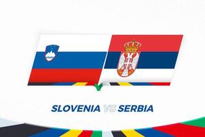 Slovenië vs Servië in Amerikaans voetbal wedstrijd, groep c. versus icoon Aan Amerikaans voetbal achtergrond. vector