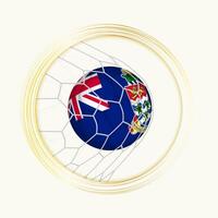 kaaiman eilanden scoren doel, abstract Amerikaans voetbal symbool met illustratie van kaaiman eilanden bal in voetbal netto. vector