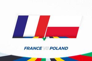 Frankrijk vs Polen in Amerikaans voetbal wedstrijd, groep d. versus icoon Aan Amerikaans voetbal achtergrond. vector