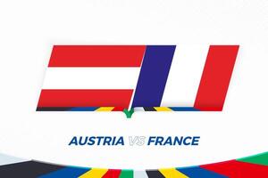 Oostenrijk vs Frankrijk in Amerikaans voetbal wedstrijd, groep d. versus icoon Aan Amerikaans voetbal achtergrond. vector