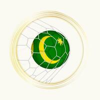 cocos eilanden scoren doel, abstract Amerikaans voetbal symbool met illustratie van cocos eilanden bal in voetbal netto. vector