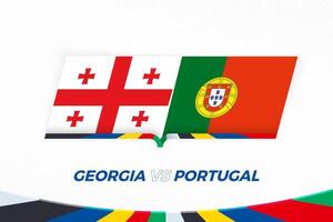 Georgië vs Portugal in Amerikaans voetbal wedstrijd, groep f. versus icoon Aan Amerikaans voetbal achtergrond. vector