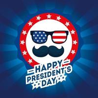 vlag bril en snor van de VS happy presidents day vector design