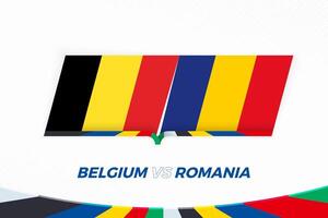 belgie vs Roemenië in Amerikaans voetbal wedstrijd, groep e. versus icoon Aan Amerikaans voetbal achtergrond. vector