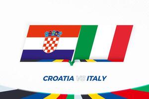 Kroatië vs Italië in Amerikaans voetbal wedstrijd, groep b. versus icoon Aan Amerikaans voetbal achtergrond. vector